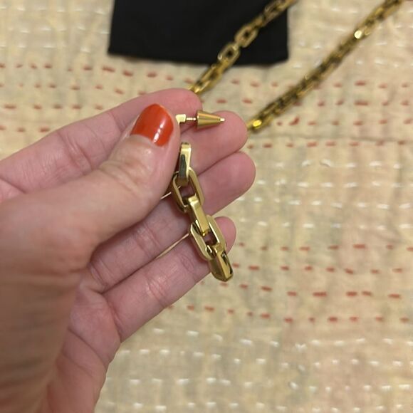 Eddie Borgo Chunky Chain Necklace & matching Chain Earrings with storage pouch - Picture 2 of 4